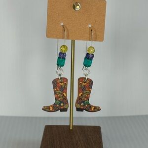 Painted Cowboy Boot Earrings